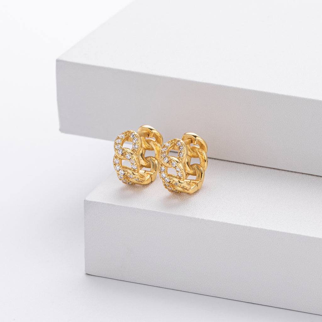Damen Ohrstecker mit luxuriösem Zirkonbesatz und stilvollem Kettendesign Shop Nory