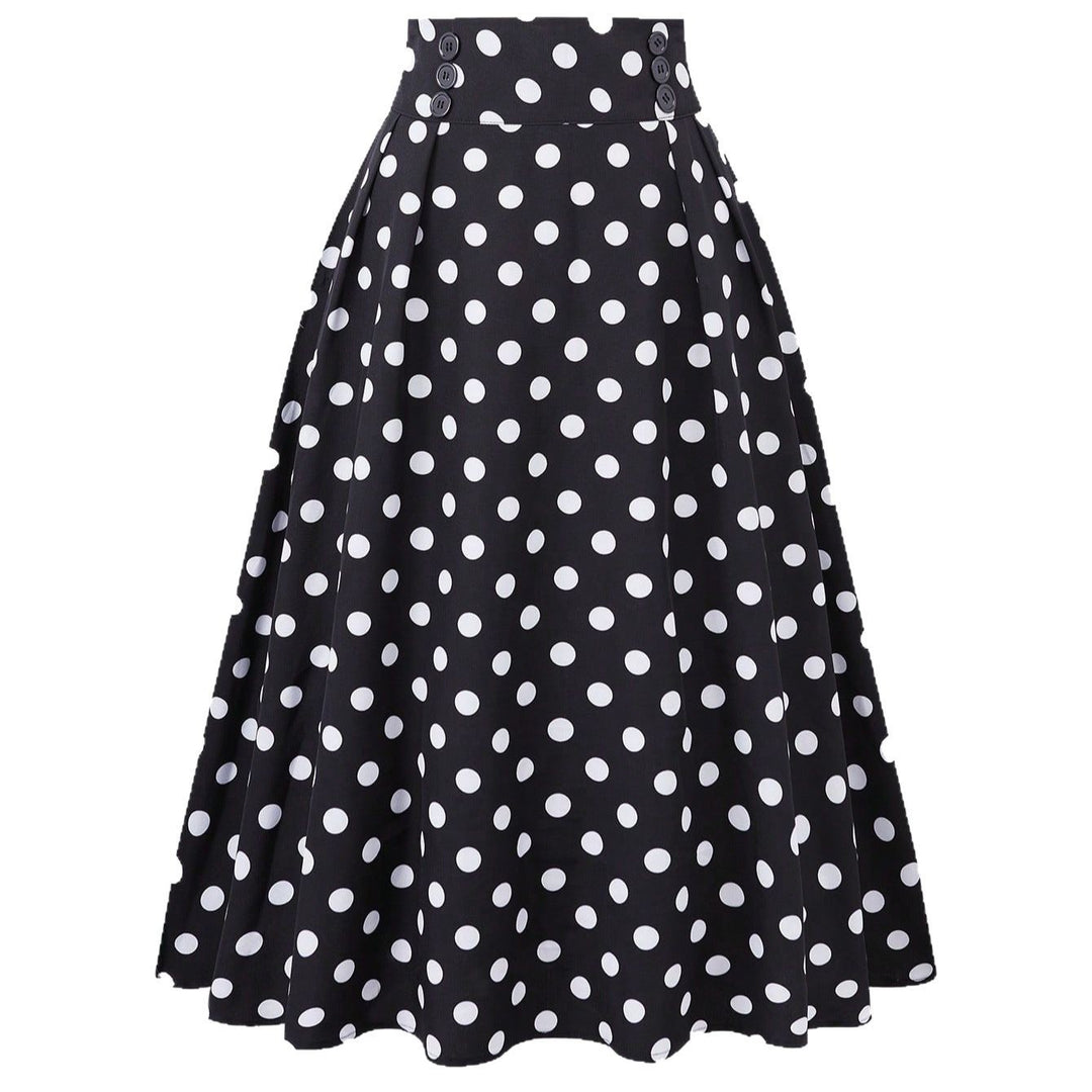 Damen Hochtaillierter Tellerrock mit taillierter Passe, Falten und Polka‑Dot‑Print Shop Nory
