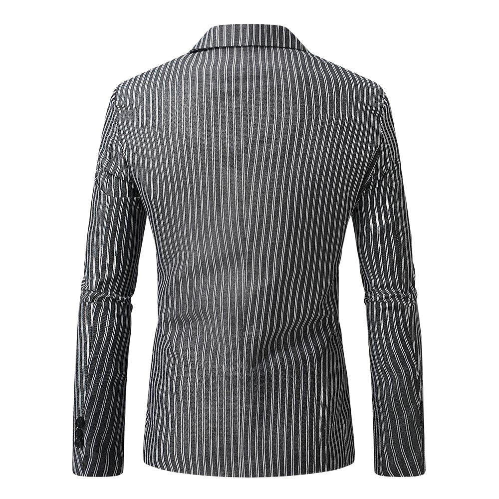 Herren gestreiftes Slim-Fit Sakko mit schmalem Revers und Single-Button Shop Nory