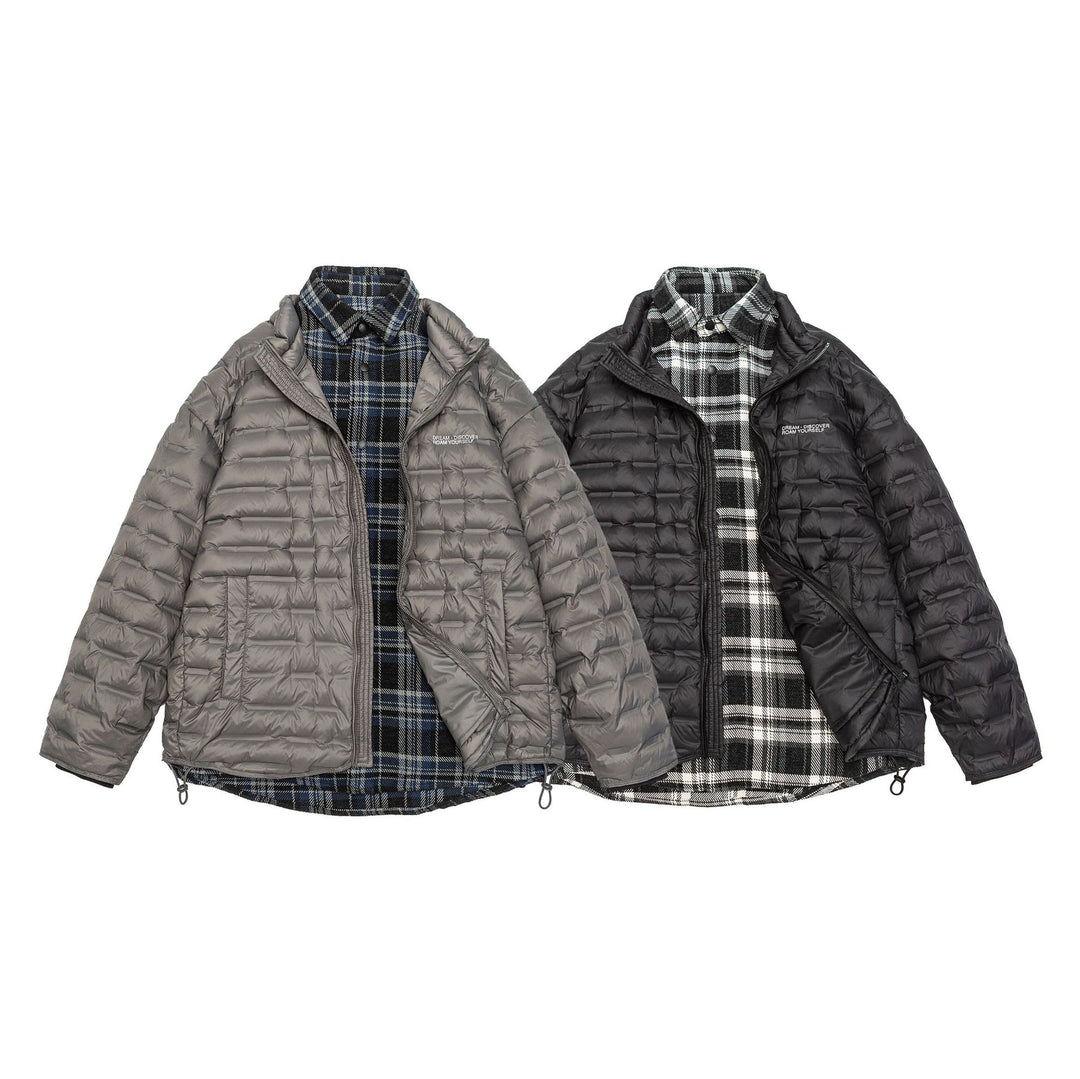 Herren Leichte gesteppte Hybridjacke mit kariertem Innenfutter und Tunnelzug Shop Nory