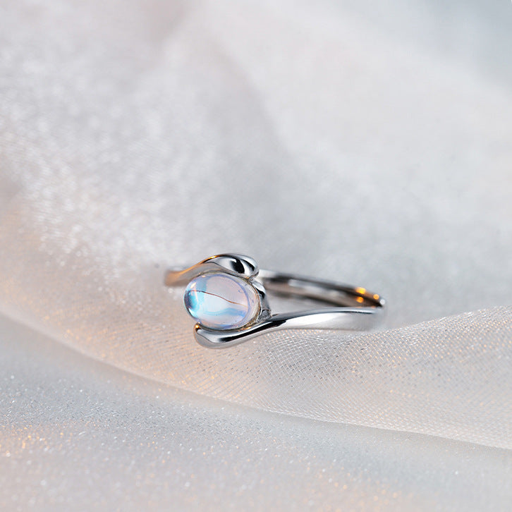 Damen Ring mit elegantem, geschwungenem Design und funkelndem Glasstein Shop Nory