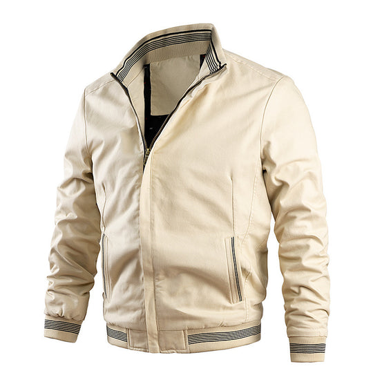 Herren Leichter Canvas-Bomber mit gestreiften Rippbündchen und Stehkragen Shop Nory