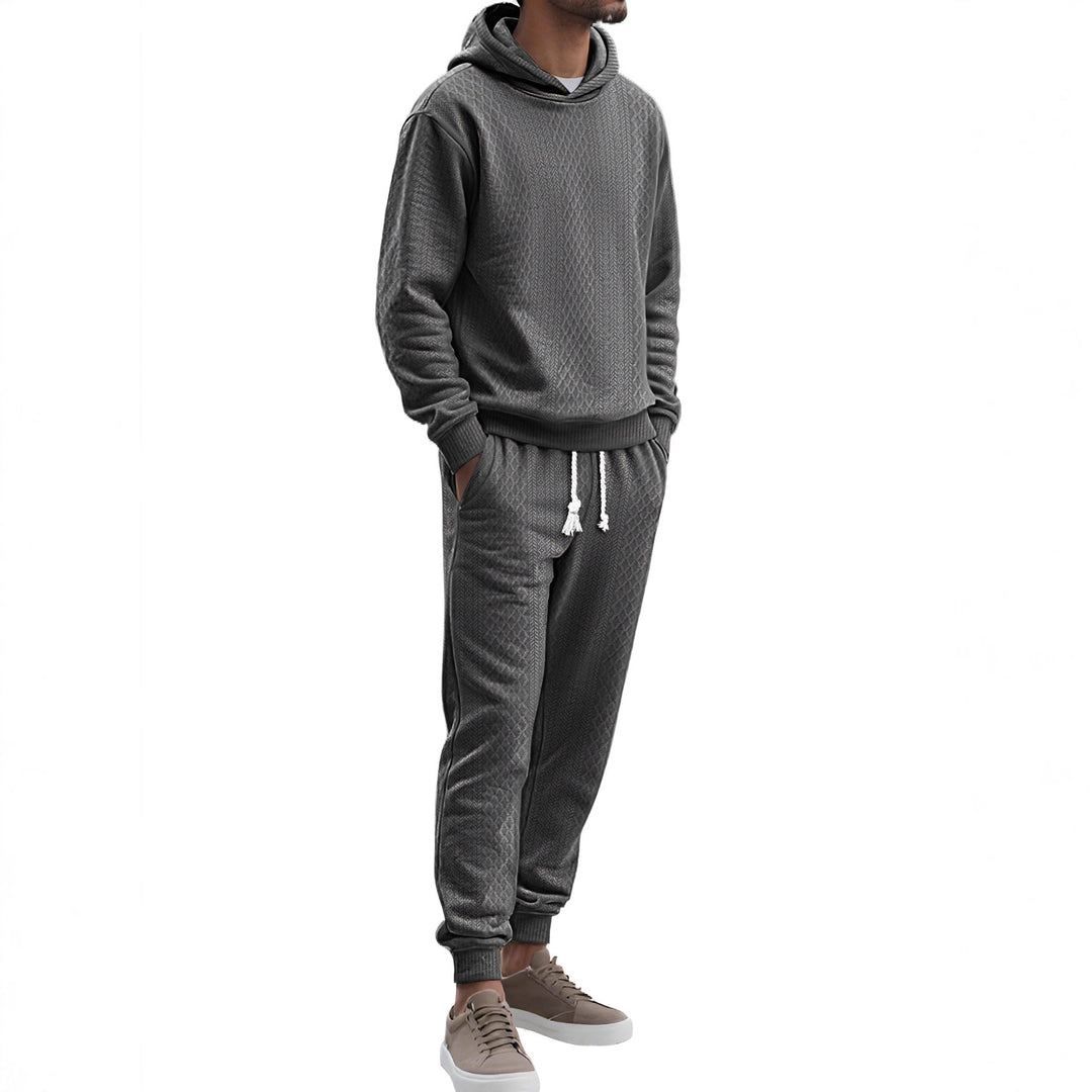 Herren Strukturierter Lounge-Set mit Kapuzenpullover und Jogginghose Shop Nory