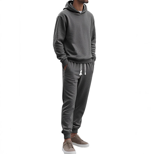 Herren Strukturierter Lounge-Set mit Kapuzenpullover und Jogginghose Shop Nory