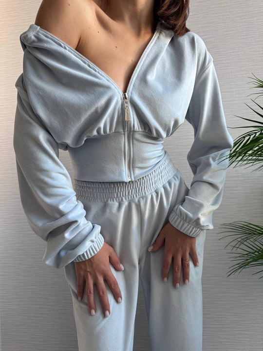 Damen Taillierte Cropped-Kapuzenjacke mit figurformendem Schlauchbund Shop Nory
