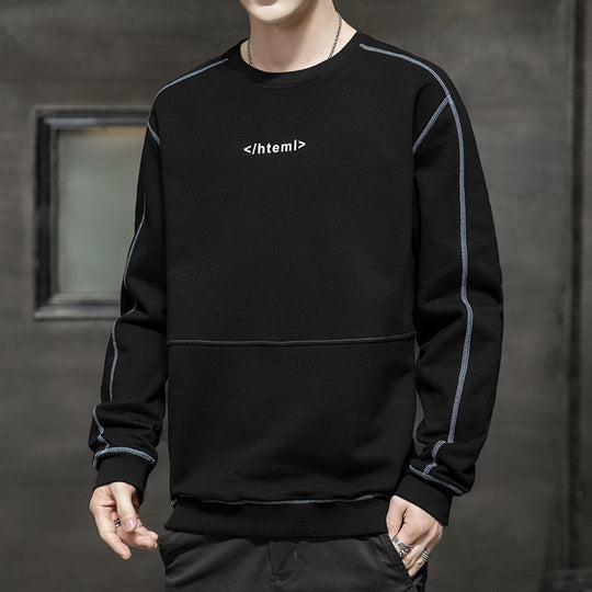 Herren lockeres Oversize‑Sweatshirt mit Kontrastnähten und Code‑Print Shop Nory