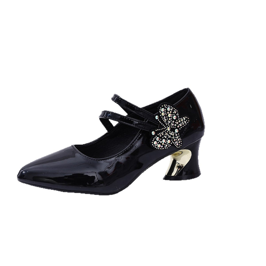 Damen Mary-Jane Pumps mit doppeltem Riemen, spitzer Kappe und skulptiertem Absatz Shop Nory