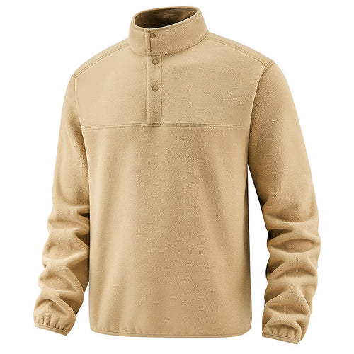 Herren Legerer Thermo-Fleece-Troyer mit Knopfleiste und elastischen Bündchen Shop Nory