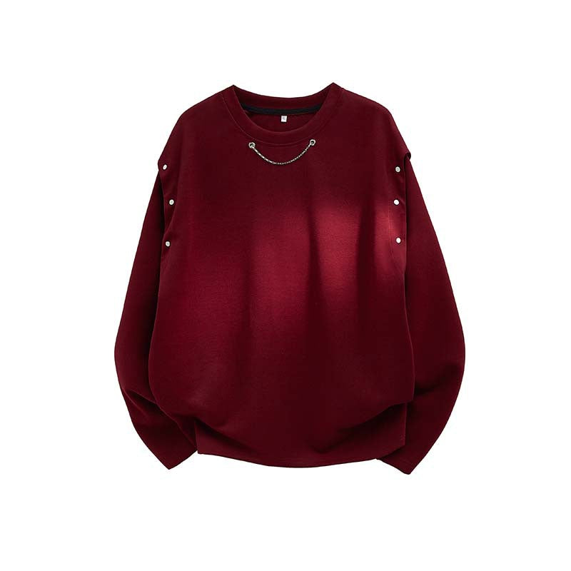 Damen Oversized Sweatshirt mit Ketten-Detail und Druckknopf-Ärmelöffnung Shop Nory