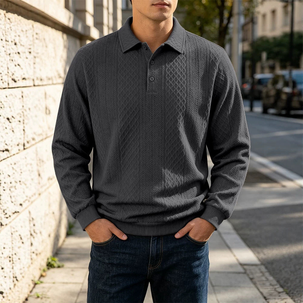 Herren Feinstrick-Poloshirt mit Zopfmuster und gerippten Bündchen Shop Nory