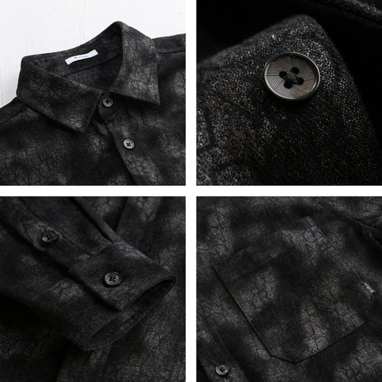 Herren Samtiges Hemdjacken-Overshirt mit tonalem Muster und Brusttasche Shop Nory