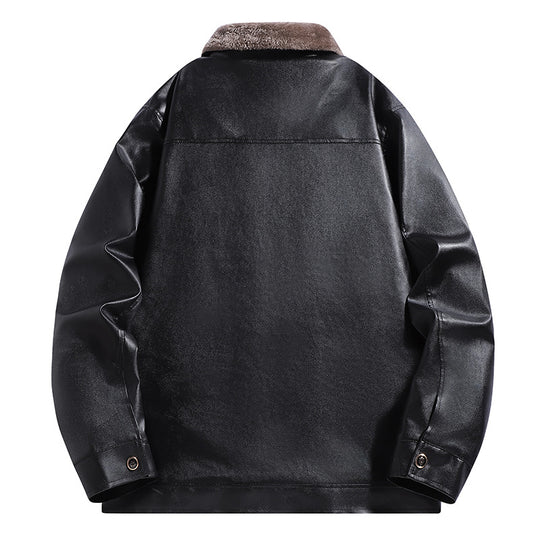 Herren Kunstleder-Fliegerjacke mit Teddyfutter und gesteppter Schulterpartie Shop Nory