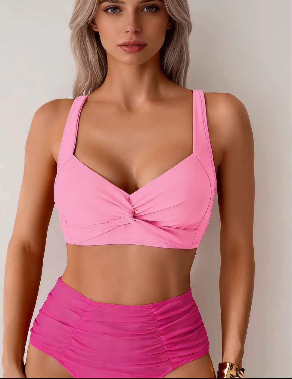 Damen Hochgeschnittenes Bikini-Set mit Twist-Oberteil