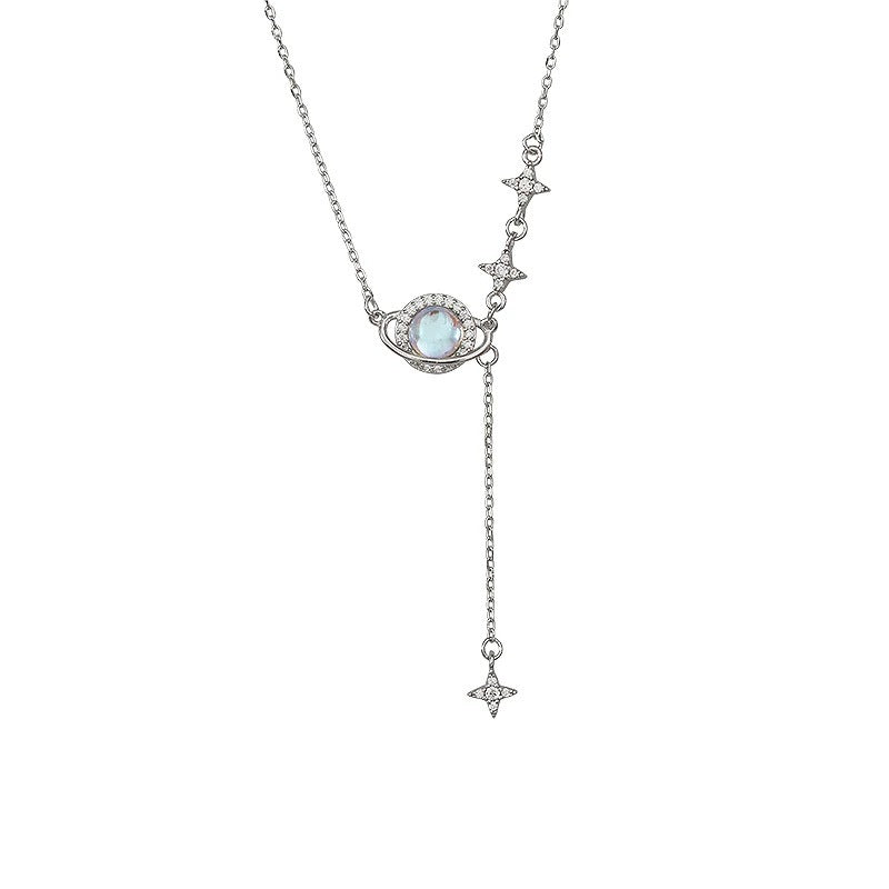 Damen Halskette mit planetarischem Anhänger und funkelnden Zirkonia Shop Nory