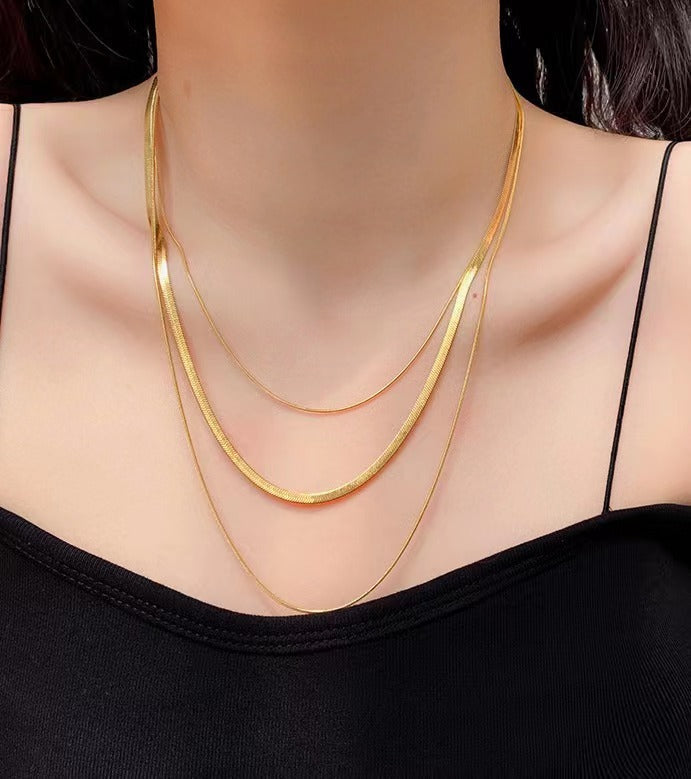 Damen geschichtete Schlangenkette Halskette Shop Nory