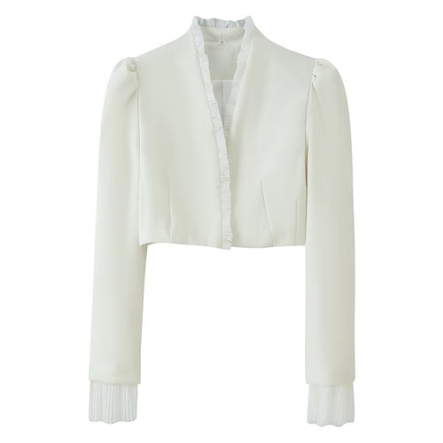 Damen Kurz-Bolerojacke mit Rüschensaum und Plissée‑Manschetten Shop Nory