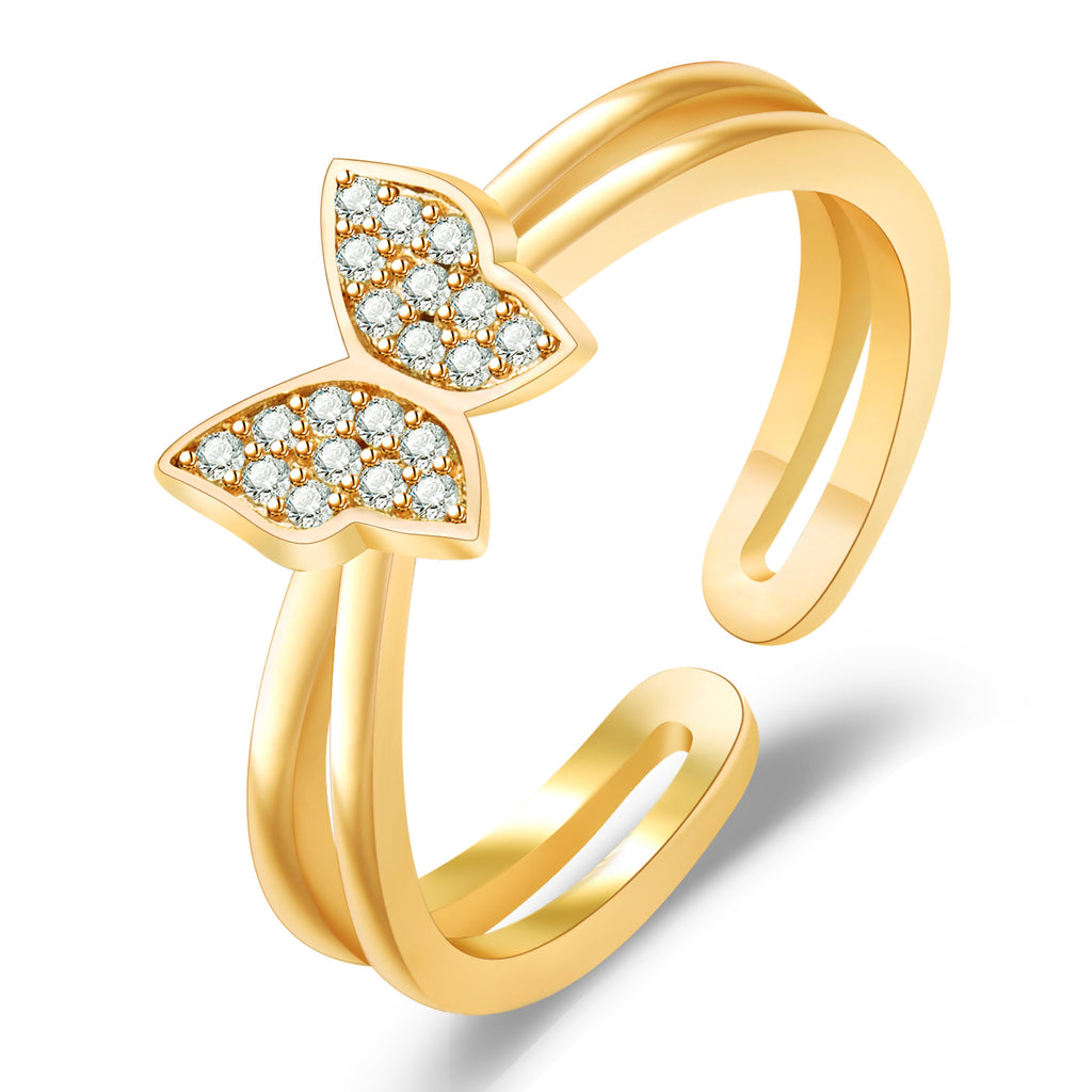 Damenring mit filigranem Schmetterlingsdesign und funkelnden Zirkonia Shop Nory