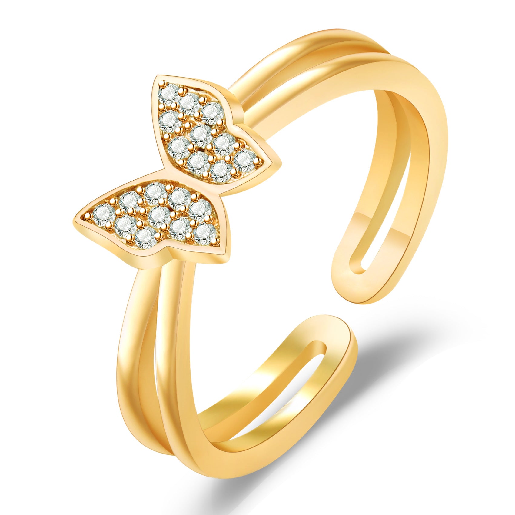 Damenring mit filigranem Schmetterlingsdesign und funkelnden Zirkonia Shop Nory