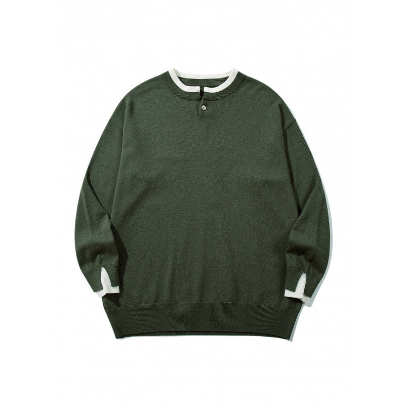 Unisex Oversize Feinstrickpullover mit Henley-Knopfleiste und Schlitzbündchen Shop Nory