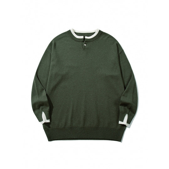 Unisex Oversize Feinstrickpullover mit Henley-Knopfleiste und Schlitzbündchen Shop Nory