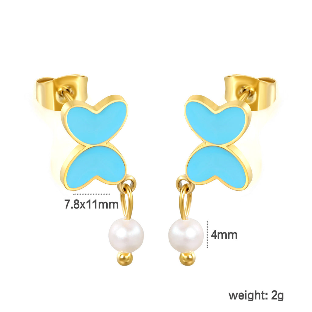 Damen Ohrringe mit modernen Herz-Akzenten und Perlenschmuck Shop Nory