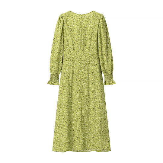Damen Midikleid mit Herzausschnitt, gerafften Ballonärmeln und A‑Linien‑Silhouette Shop Nory
