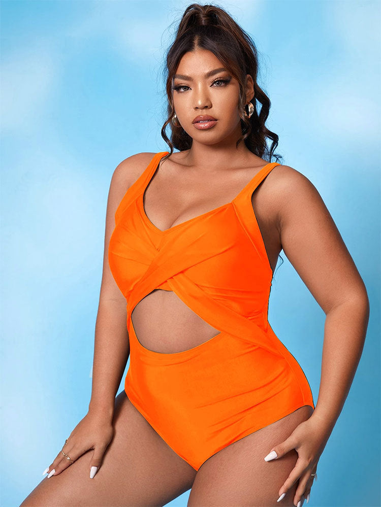 Damen Cut-Out Badeanzug mit Wickeldesign und stützendem Schnitt Shopnory