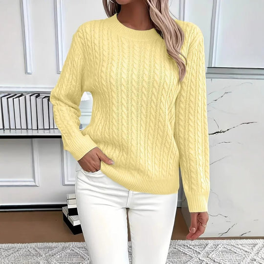 Damen Feinstrick-Pullover mit Zopfmuster und Rundhalsausschnitt Shop Nory