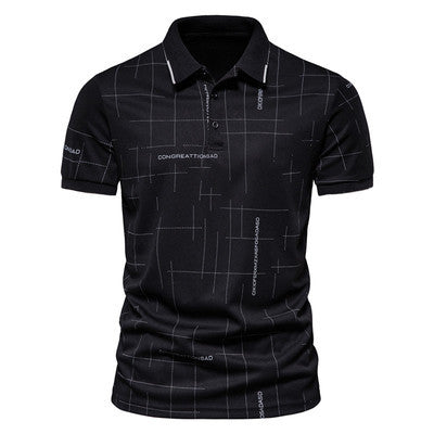 Herren Poloshirt mit modernem grafischen Druck und atmungsaktiver Funktion