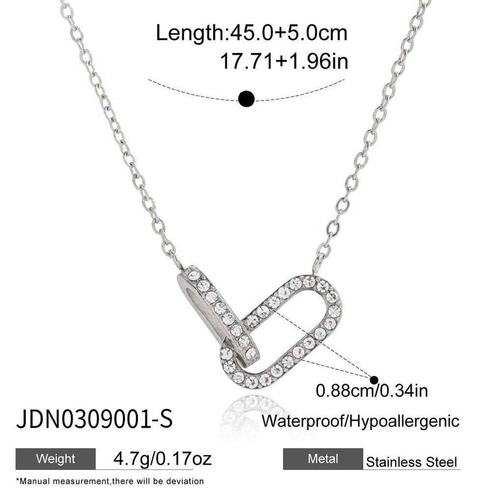 Damen Halskette mit funkelndem Zirkonia-Anhänger und verstellbarem Edelstahlverschluss Shop Nory