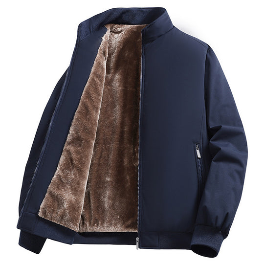 Herren Wattierte Bomberjacke mit Kunstfell-Innenfutter, Stehkragen und Reißverschluss Shop Nory