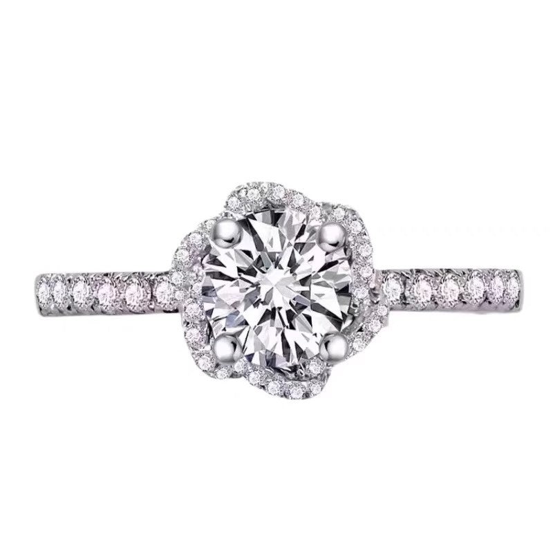 Damen Eleganter Blumenring mit funkelndem Zirkonia Shop Nory
