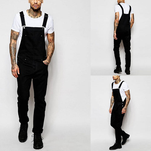 Herren lässige Denim-Latzhose mit verstellbaren Trägern und moderner Passform