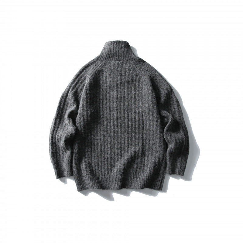 Unisex Oversize-Rippstrick-Halbzip-Pullover mit Stehkragen Shop Nory