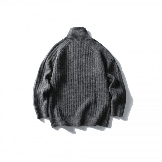 Unisex Oversize-Rippstrick-Halbzip-Pullover mit Stehkragen Shop Nory