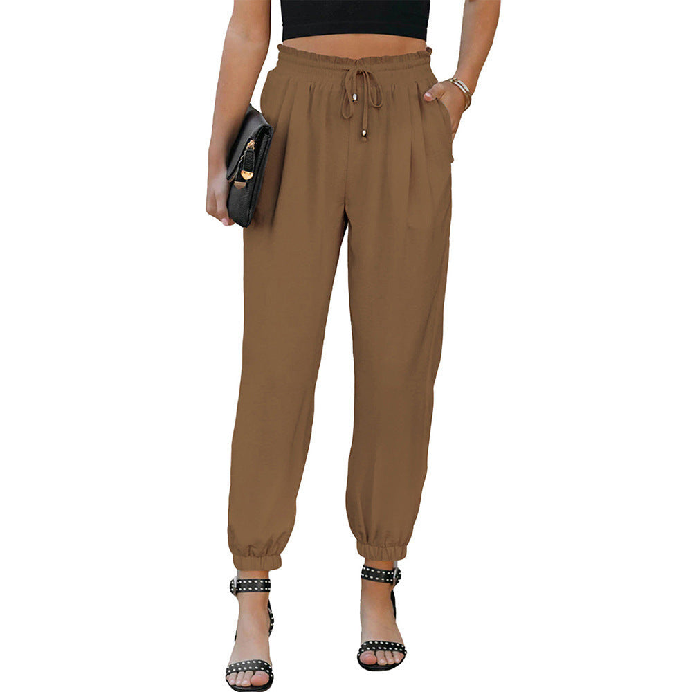 Damen Lässige Freizeithose mit Elastischem Bund und Praktischen Taschen