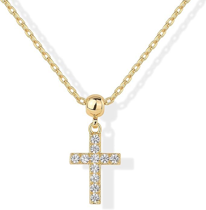 Damen Halskette mit funkelndem Kreuzanhänger und elegantem Kettendesign Shop Nory