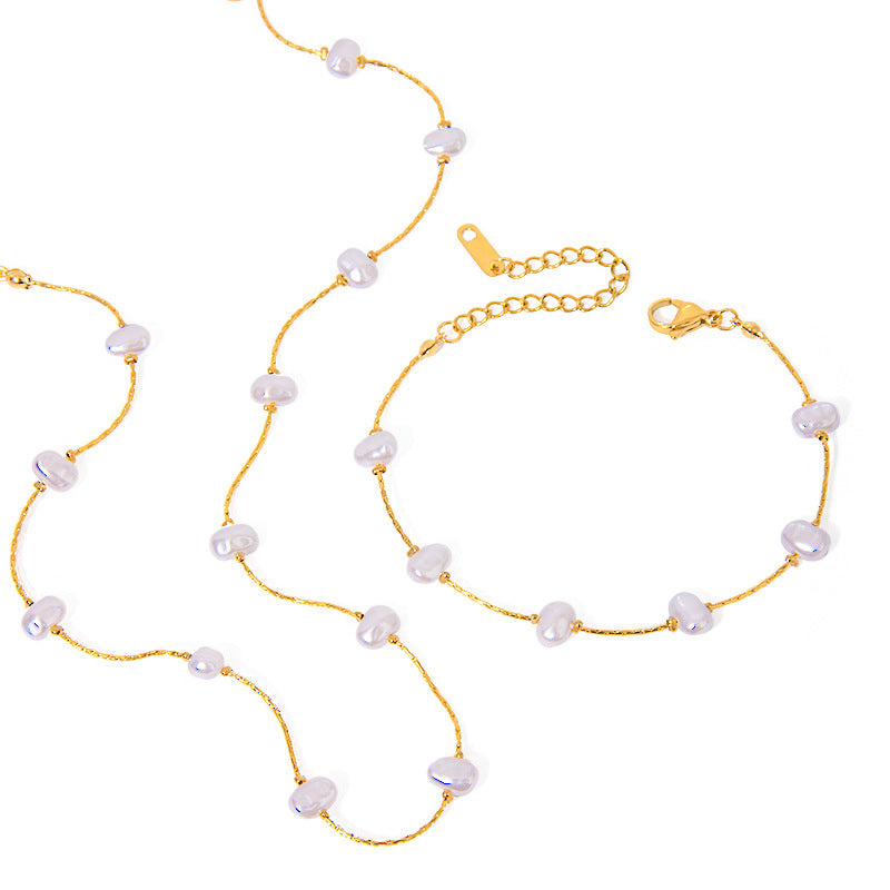 Damen Armband mit eleganten Perlen und hypoallergener Edelstahlverarbeitung Shop Nory