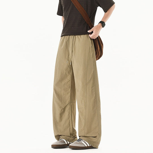 Herren Weit geschnittene Relaxed-Fit Leinen-Baumwoll-Hose mit elastischem Bund und Kordelzug Shop Nory