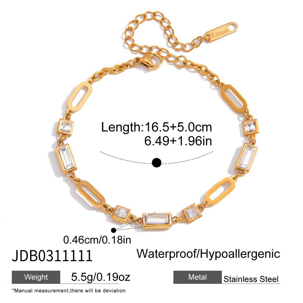 Damen Armband mit funkelnden Kristallen und verstellbarem Edelstahl-Design Shop Nory