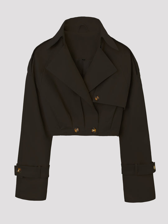 Damen Kurzjacke im Trenchcoat‑Stil mit weitem Revers Shop Nory
