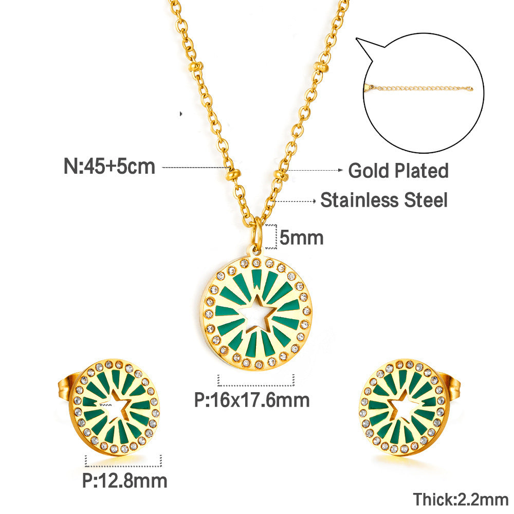 Damen Edelstahl Schmuckset mit quadratischem Anhänger und passenden Ohrringen Shop Nory