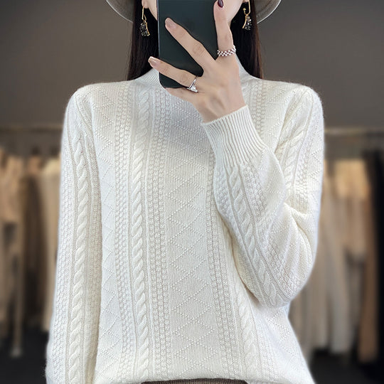 Damen Weicher Zopfstrick-Mockneck-Pullover mit leichtem Mohair-Effekt Shop Nory