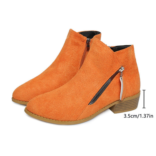 Damen Kurzschaft-Stiefeletten mit seitlichem Reißverschluss und kleinem Blockabsatz Shop Nory