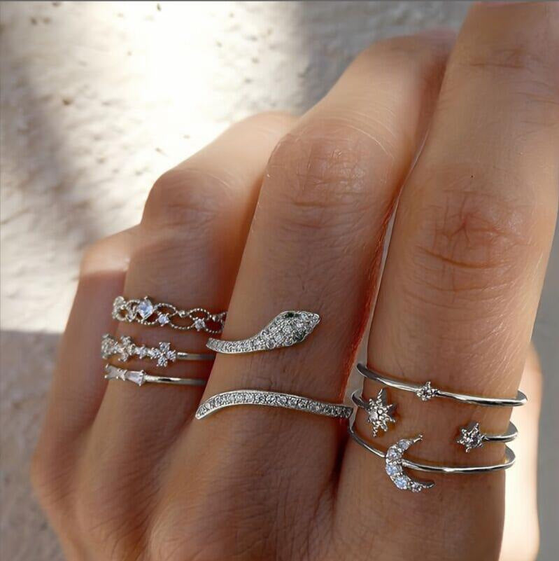Damen Ring-Set mit funkelnden Akzenten und liebevollen Botschaften Shop Nory