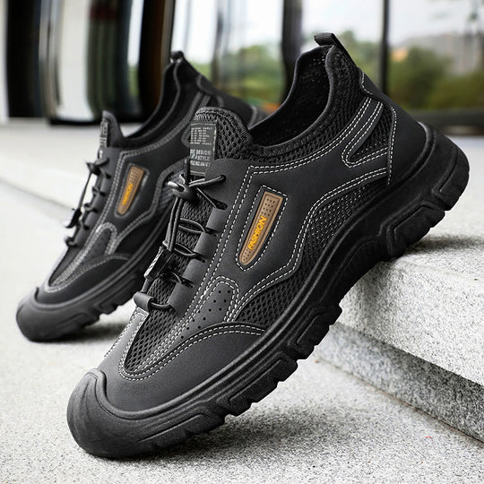 Herren nan robuster Mesh-Trekkingschuh mit verstärkter Gummizehenkappe, Schnellzug-Schnürung und griffiger Profilsohle Shop Nory