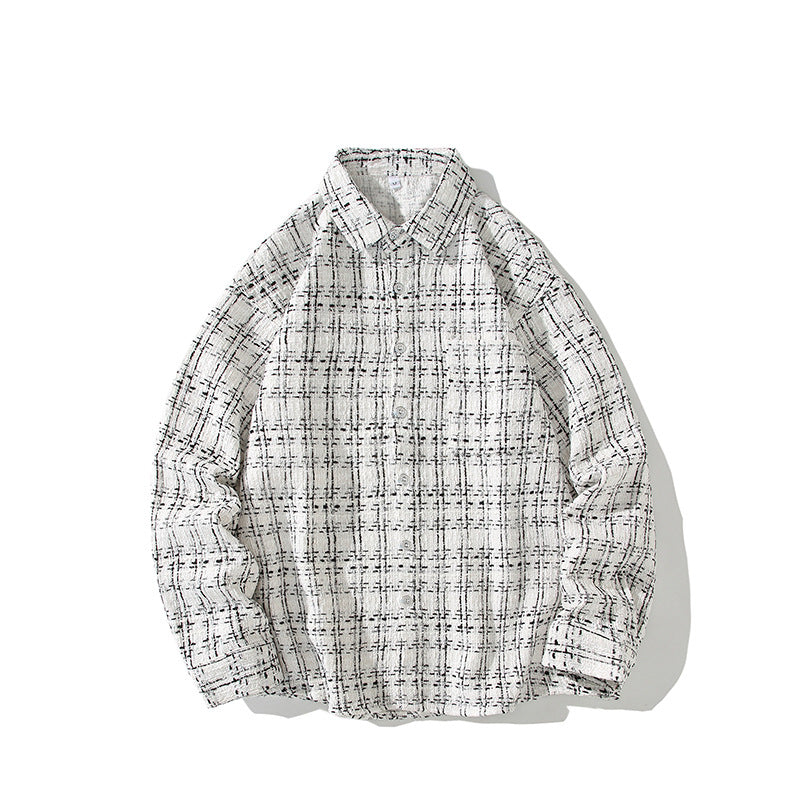 Herren Strukturierte Bouclé-Hemdjacke mit Karo-Jacquard und legerer Passform Shop Nory