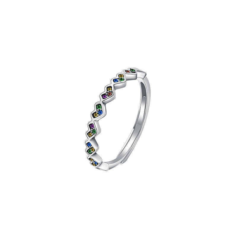Damen filigraner Ring mit farbigen Herzmotiven Shop Nory