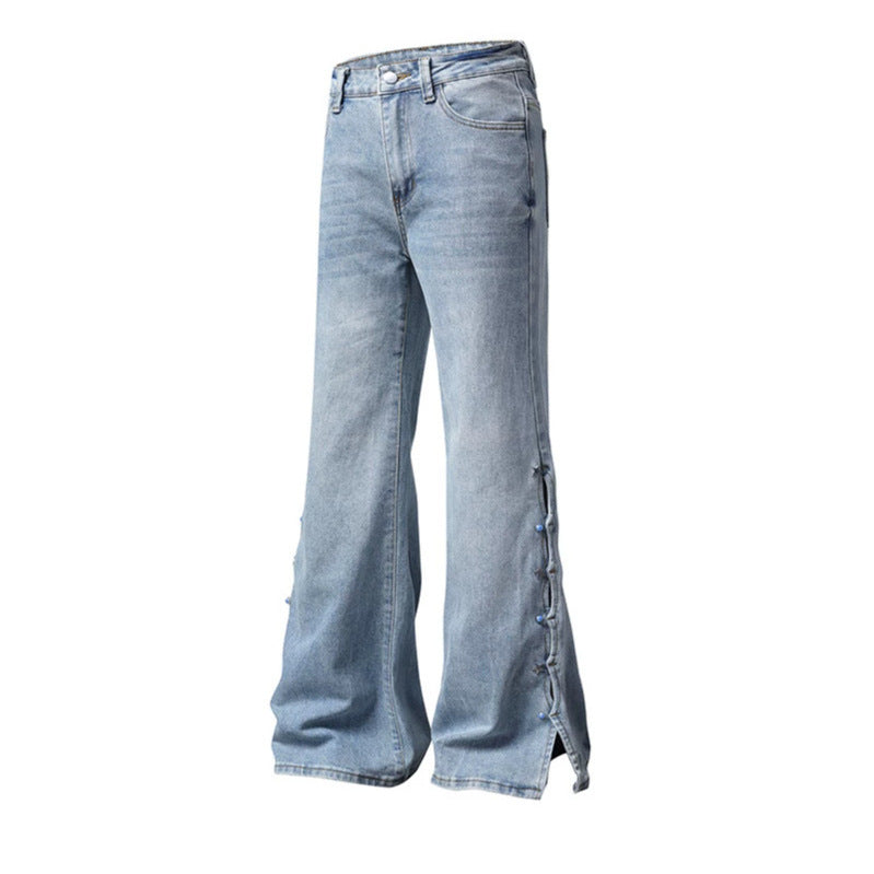 Damen High‑Waist Flared‑Jeans mit seitlicher Schnürung und weitem Schlag Shop Nory