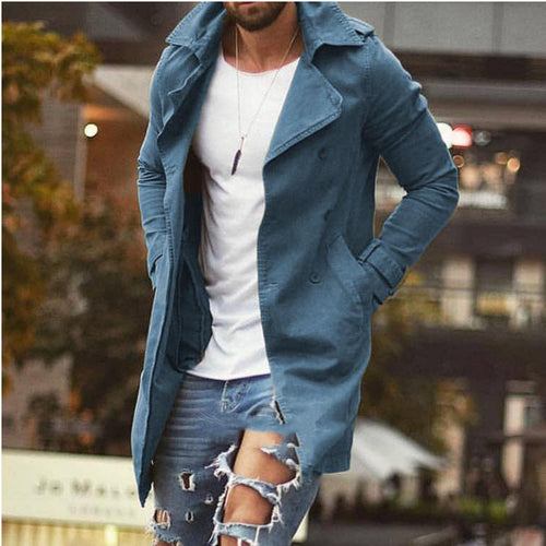 Herren nan leichter urbaner Trenchcoat mit zweireihiger Knopfleiste und lässiger Used-Optik Shop Nory